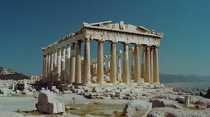 Obraz premium architecture, temple, monument, ancient, building, column, landmark, greek, greece, columns, court, roman, history, supreme, stone, washington, travel, old, edinburgh, parthenon, tourism, hephaestus, 