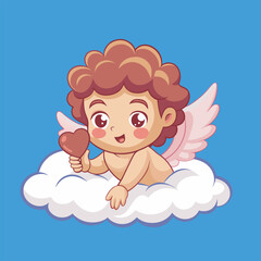 Fototapeta premium Happy Valentine Day cute baby heart love 