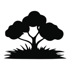 Black silhouette stylized tree vector 