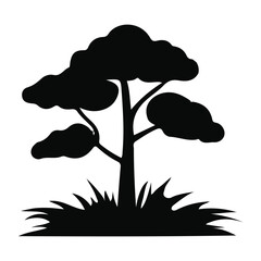 Black silhouette stylized tree vector 
