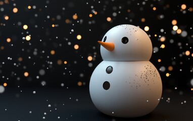 Obraz premium 3D cute Snowman on black background