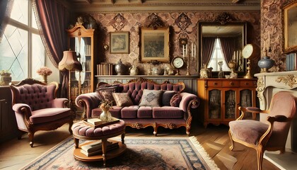 Vintage Elegance in Ornate Living Room