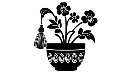 Potted flowering plant with tassel attached to container, Plant Digital Art