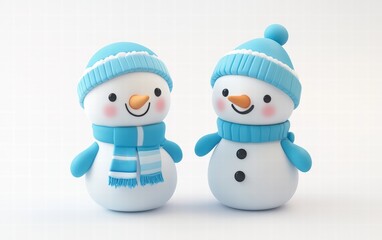 3D cute Snowman on bright white background