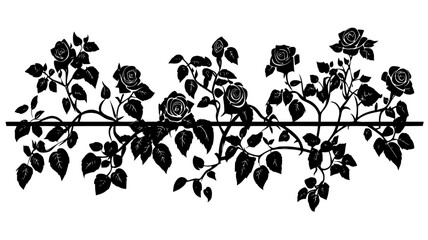 Naklejka premium A view of a climbing rose vine growing on a trellis outdoors, Plant Digital Art