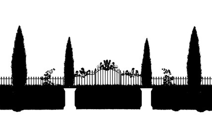 Fototapeta premium Yew hedge bordering a formal English garden, Plant Digital Art