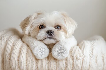 Adorable Shih Tzu in Winter Attire