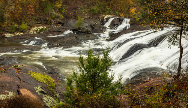 A beautiful landscape photo the waterfalls at High Falls State Park in Georgia.