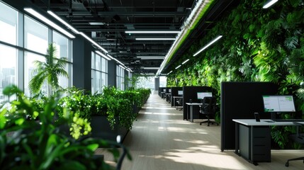 Modern Office Space with Indoor Plants and Natural Light