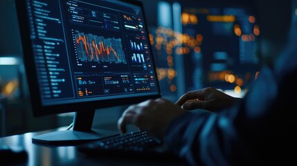 Data Analysis on Computer Screen with Financial Graphs and Charts