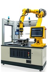 High-tech automation machine isolated on white background industrial technology