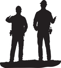 Construction worker and engineer
