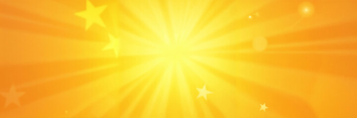 Obraz premium Bright yellow sunburst background with rays and stars for cheerful design concept