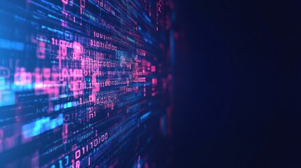 Obraz premium Abstract data stream with binary code, light and motion.