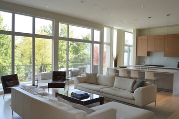 Beautiful Modern Living room Interior with furniture's ,mockup frame , posters, wall -3d Rendering