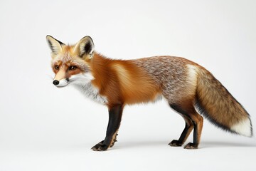 Fototapeta premium Red fox standing on white background