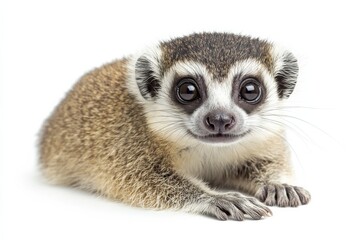 Obraz premium Adorable baby meerkat on white background.