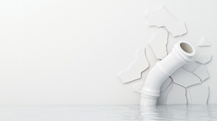 Obraz premium Water Damage Caused by Broken Pipe Emerging Through Wall