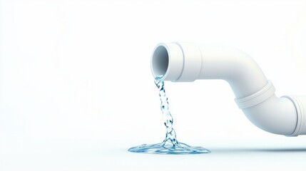 Flowing Water from a White PVC Pipe in a Clean Environment
