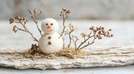 Obraz premium Winter Craft Snowman with Natural Branches for Holiday Decor and Design
