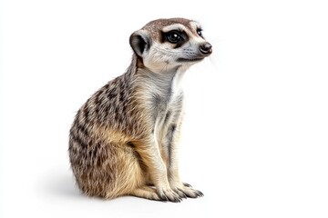 Fototapeta premium Alert Meerkat on White Background