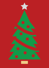 A Graphic Christmas Tree on a Red Background