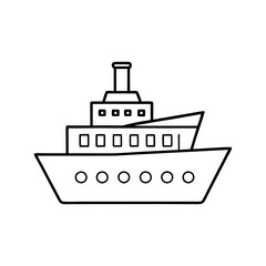 Ship Line Art on White Background