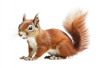 Obraz premium Adorable red squirrel posing against a white background.