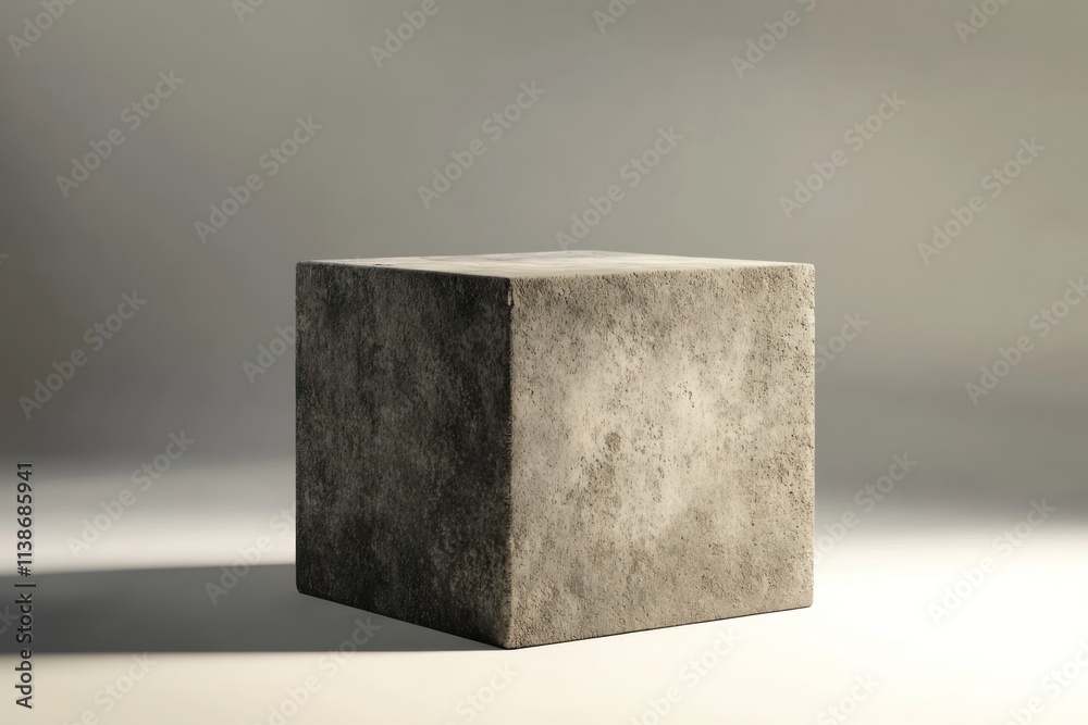 Poster concrete block on neutral backdrop.