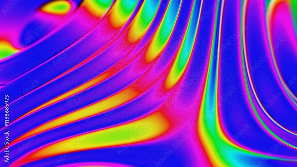 Poster Colorful Iridescent Waves with Smooth Gradient Flow