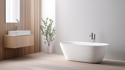 Modern Bathroom Design Featuring Elegant Freestanding Bathtub and Minimalist Aesthetics