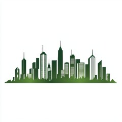 Fototapeta premium Urban Skyline Silhouette with Green Gradient for Eco-Friendly Themes