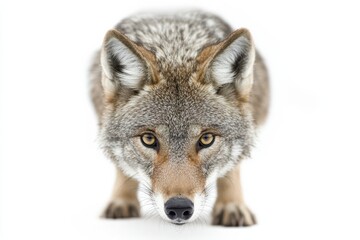 Fototapeta premium Coyote Close-Up: Wild Eyes, White Background