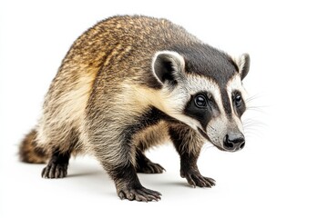 Fototapeta premium Crab-eating raccoon on white background
