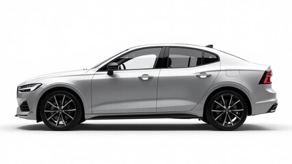 Obraz premium New silver white car isolated on a white background with a shadow detail