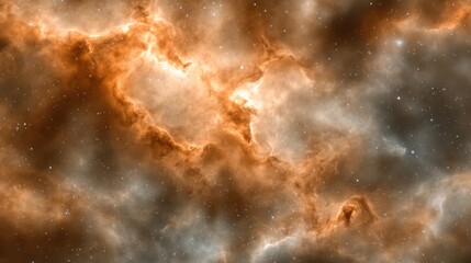 Stunning Cosmic Nebula with Fiery Orange and Soft Blue Clouds