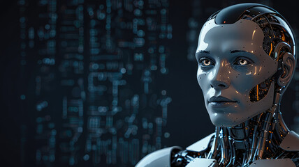 Hyper-Realistic Female Android with Exposed Mechanisms in Digital Environment