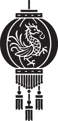 Chinese Lantern silhouette vector art illustration. Black and white Chinese lantern vector illustration.