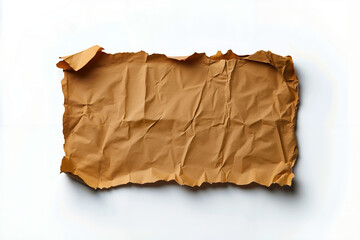 A piece of brown paper on a white surface