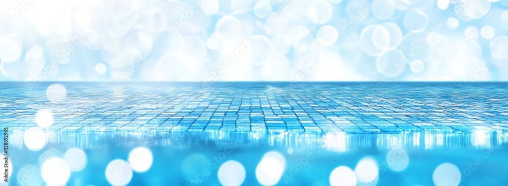 Aufkleber blue tiled surface with blurry bokeh effect.