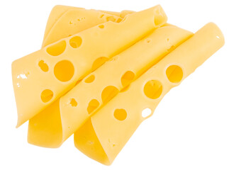 Emmental cheese Square slices, Swiss cheese, isolated on white background