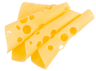 Emmental cheese Square slices, Swiss cheese, isolated on white background