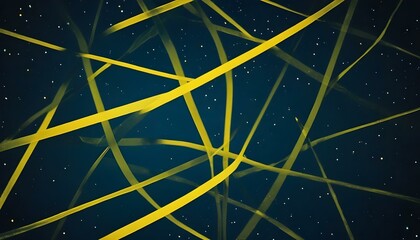 Naklejka premium Formas geométricas abstractas en tonos de azul y amarillo sobre un fondo oscuro con estrellas