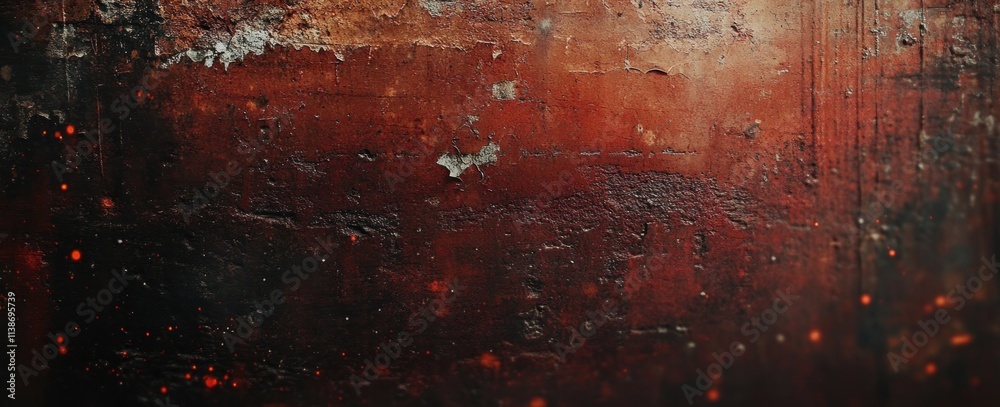Poster grungy surface with dark red tones and scattered highlights.