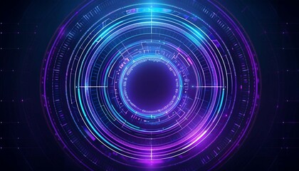 digital blue and purple tech circle on dark background science futuristic digital technologies concept