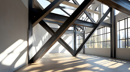Obraz premium Sunlit Serenity: Geometry in Structural Design and Natural Illumination