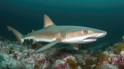 Shark Swimming Gracefully in Vibrant Underwater Environment