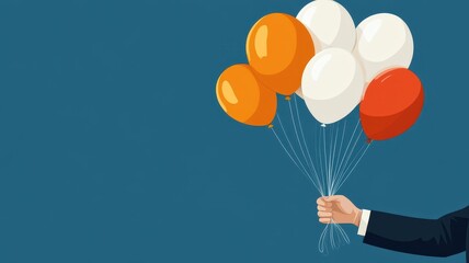 Naklejka premium Celebratory gesture partner holding pastel balloons indoor event creative environment close-up view joyful concept