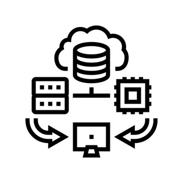 edge computing node data center line icon vector. edge computing node data center sign. isolated contour symbol black illustration