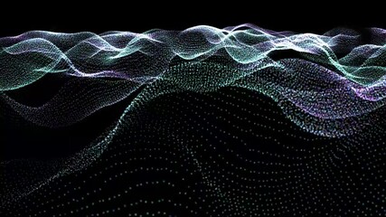 A series of colorful waves in the air. The waves are made up of small dots. The image has a dreamy, ethereal quality to it from small particles